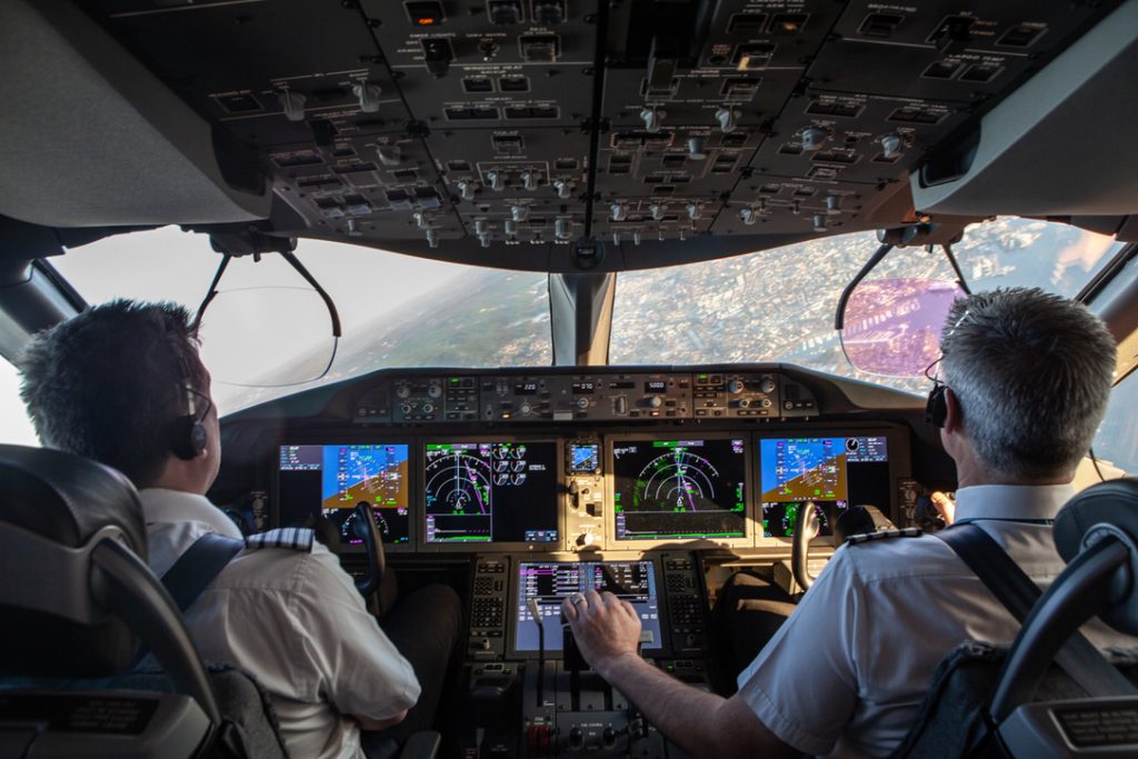 two pilots in cockpit