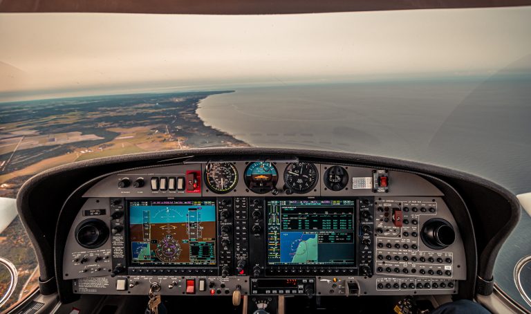 Inside of cockpit of Cessna