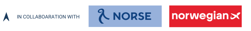 Norse and norwegian in colaboaration white backround with blue text