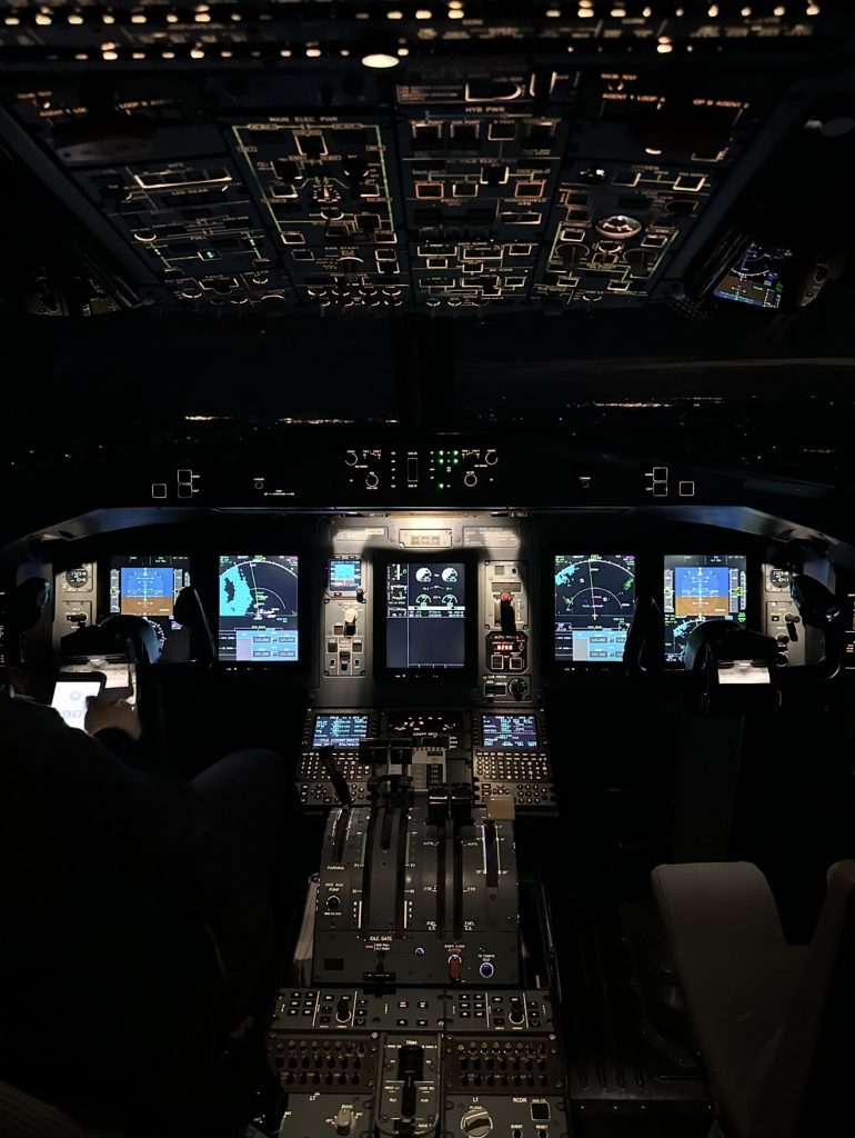 William Hagman in the cockpit at Braathens