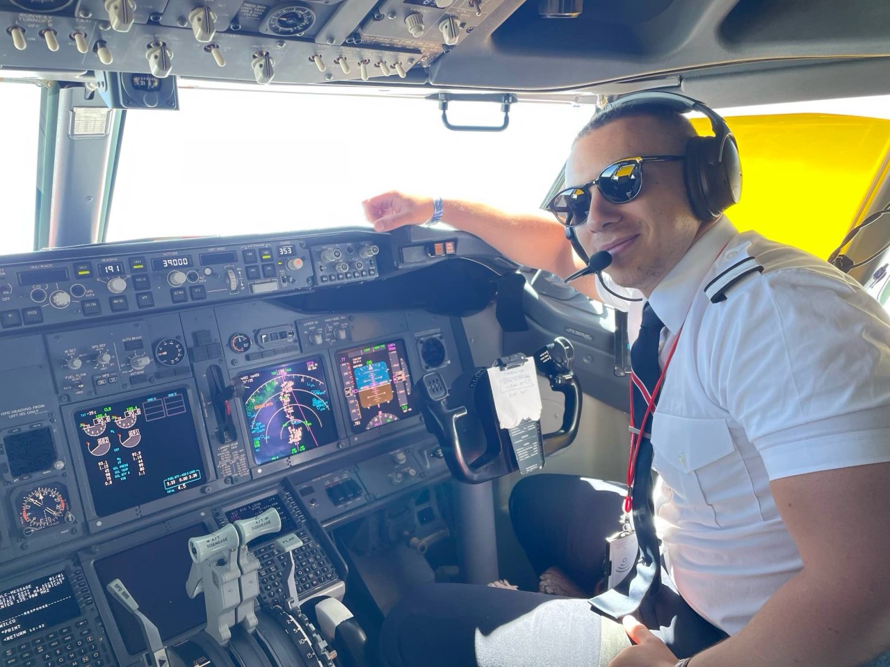 Dean in Norwegain cockpit